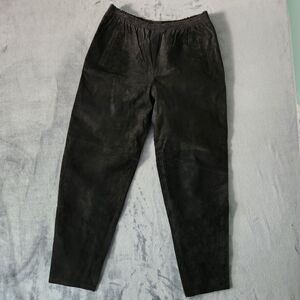 VTG Erez Levy Womens Pants Size Large Stretchy Waist Black 100% Leather Biker